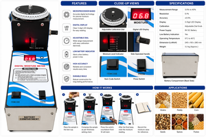 Portable Digital <b>Moisture</b> <b>Meter</b> for Agriculture | Grain Seed Paddy Corn Testing Device - Product Image 3