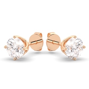 Boucles d'oreilles clous REYES en or massif 14 carats avec moissanite ronde de 1,61 carat, à visser, bijoux fins pour le quotidien - Product Image 2