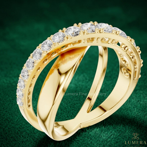 Luxury Criss Cross Lab Grown Diamond <b>Ring</b> for Women | 18K Gold Plated Cut Diamond <b>Open</b> Wrap <b>Ring</b> | IGI Certified Elegant Fashion - Product Image 4