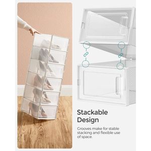 Set di 12 Scatole Impilabili Trasparenti per Scarpe, 13,1 X 9,1 X 5,6 Pollici, Contenitori Trasparenti per Sneaker da Armadio - Product Image 3