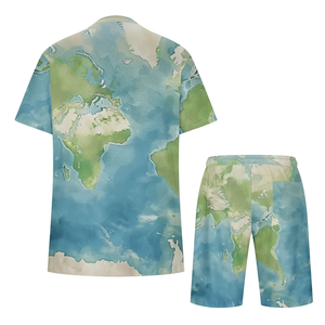 Conjunto de Camiseta y Pantalones Cortos de Verano para Hombre, Casual, Transpirable, Ecológico, de Punto, Poliéster/Algodón, Estilo Vintage, Camiseta de Manga Corta, Color Sólido - Product Image 4