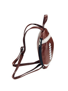 Leather Football Shaped Backpack Unique Sports Theme <b>Bag</b> With Adjustable Straps Stylish Casual And Travel <b>Bag</b> - Product Image 3