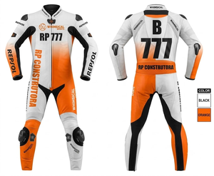 Combinaison de course moto personnalisée/Traje en cuir de vachette/cuir de kangourou de qualité supérieure |   Prêt pour la piste |   Protection de niveau 2 - Product Image 1