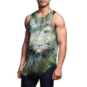 Camiseta sin mangas de poliéster con estampado de sublimación de logotipo personalizado, de secado rápido, tejido de malla sin costuras, para correr, entrenar y hacer ejercicio en el gimnasio. - Product Image 3