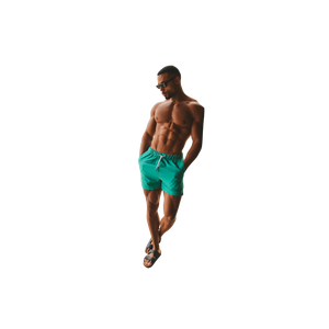 Men's Solid Color <b>Polyester</b> Board Shorts Mid Waist Drawstring Closure Quick Dry Casual Style Short Length - Product Image 2