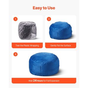 3 piedi sacchetto di fagioli sedia rimovibile lavabile copertura 25D Memory Foam morbido liscio in velluto olandese sacco divano per camera da letto sala giochi blu - Product Image 6