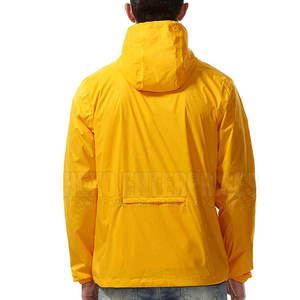 Men's <b>Yellow</b> Waterproof Windproof <b>Jacket</b> Casual Autumn PU Coated Polyester Outerwear with Zipper Closure and Front Pocket - Product Image 3