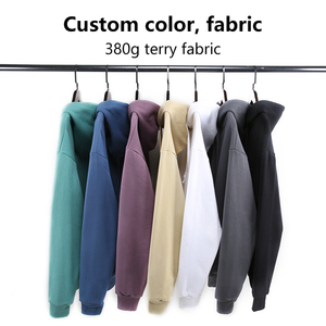 Pull-over décontracté unisexe personnalisé avec logo, en coton biologique épais de haute qualité, sans cordon, avec poche, vente en gros - Product Image 6