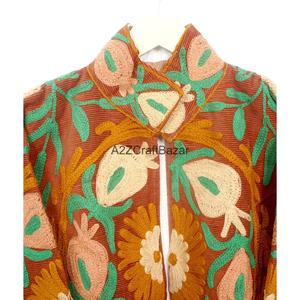Veste élégante à col mandarin brodé pour femme, écologique, séchage rapide, doublure en coton respirant - Product Image 2