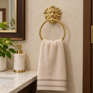 Antique Lion <b>Head</b> Gold <b>Towel</b> Ring Vintage Brass Wall Mounted Hand <b>Towel</b> Holder Royal Decorative Bathroom Hardware Accessories - Product Image 2