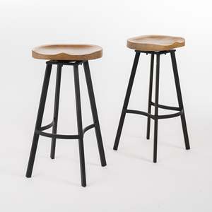 Sheeraz International Wood <b>Seat</b> Counter Stool Metal Bar Ottoman Round Seating for Kitchen Island Cafe - Product Image 1
