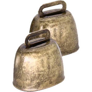 Campanas de vaca navideñas de bronce vintage, adornos colgantes de metal rústico para decoración de árboles y decoración navideña de casas de campo - Product Image 1