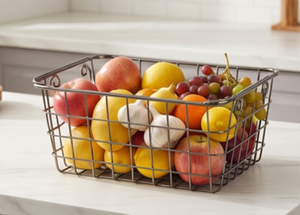 Premium Metal <b>Wire</b> <b>Storage</b> <b>Basket</b> Rectangle With Handles Simple Design Multi-Purpose Neatening Organizer - Product Image 6