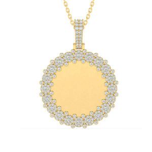 Lab Grown Diamond Memory Pendant IGI Round Brilliant Cut 10k 14k White Rose Yellow Gold Photo Picture <b>Frame</b> Pendant Men - Product Image 1