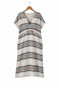 Robe Kaftan en Coton Teint Fil à Fil pour Femme, Manches Chauve-Souris, Style Bohème – Fabricant - Product Image 2