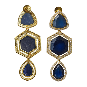 Pendientes Huggie Geométricos de Latón Chapado en Oro con Circonitas, Corte Pera, Engaste Biselado, Joyería Bohemia para Mujer, para Boda - Product Image 3