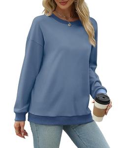 Sudadera de Algodón para Mujer, Diseño Nuevo, Lujosa, Manga Larga, Cuello Redondo, Hombros Caídos, Color Sólido, Cómoda, Informal, de Bangladesh - Product Image 3