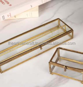 ARTISAN CRAFT Lot de 2 boîtes à bijoux modernes en laiton naturel faites à la main et écologiques de forme rectangulaire - Product Image 3