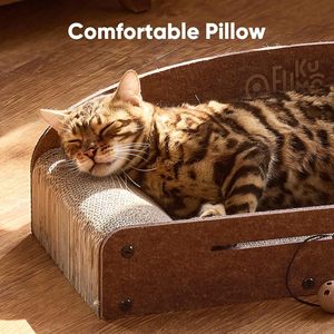 26 Inch Cat Scratcher Bed, 2 Reversible Cardboard Cat <b>Scratch</b> <b>Pads</b> Refill for Indoor Cat, Scratching Sofa Couch Lounger Fun Toy - Product Image 1