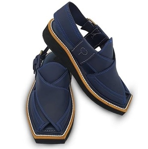 Plain <b>Blank</b> Blue Color Khan Kaptaan Chappal Balochi Afghanistan Kheri Shoes Sandals Peshawari Chappals Breathable Flat Kheri - Product Image 1
