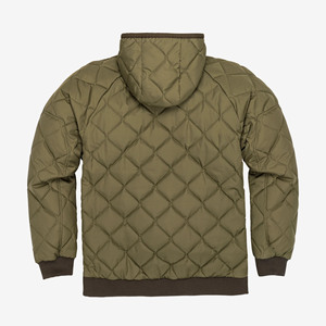 Unisex Olive Green <b>Quilted</b> Hooded Jacket Side Front Pocket Windproof Winter Wear Ripstop Nylon Woolie <b>Hoodie</b> Customized Color - Product Image 2