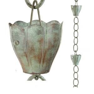 Cadena de lluvia de Pátina verde Vintage con diseño de taza grande fuerte capacidad de flujo de agua elegante decoración de jardín al aire libre - Product Image 1