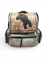 Sac de sport de luxe en cuir avec motif floral en relief, garniture en fausse fourrure, fermeture éclair en polyester, sac à dos de voyage au design durable, expédition immédiate