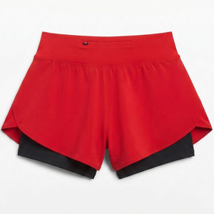 Shorts Deportivos de 2 Capas para Mujer, Ligeros, de Color Sólido, Antiencogimiento, Costuras Reforzadas, 2 en 1 - Product Image 2