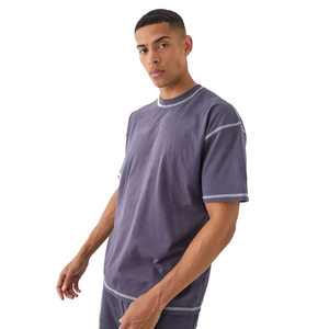 Ensemble t-shirt et short homme, nouvelle couleur personnalisée, haute qualité, coton bio, coupe ample, 2 pièces - Product Image 3