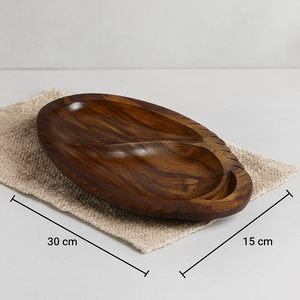 Bandeja de Madera Artesanal Ovalada para Aperitivos y Frutos Secos, Decorativa, de Lujo, Multiusos - Product Image 2