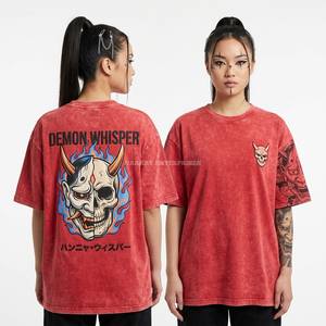 เสื้อยืดลายกราฟิกกะโหลกแบบกำหนดเองสำหรับผู้หญิง สีเหลืองวินเทจ ล้างสีแบบแอซิดวอช สไตล์ญี่ปุ่น สตรีทแวร์ ผ้าฝ้าย 220GSM จากซัพพลายเออร์ - Product Image 6