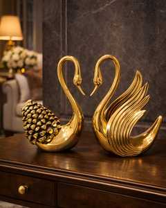 Jaffs Exports Latest Golden Swan Figurine Set Handmade Brass Eco-Friendly Durable Tabletop Decor Contemporary Animal Sculpture - Product Image 4