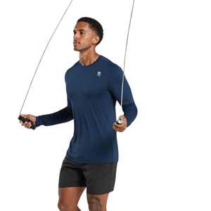 Camiseta de Manga Larga Ajustada para Hombre, Color Azul Marino, Elástica, para Gimnasio, Entrenamiento, Deportes, Ropa Deportiva Informal - Product Image 4