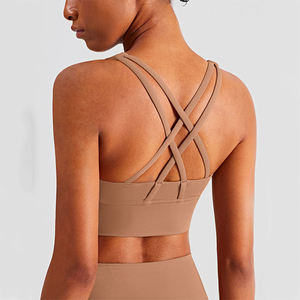 Soutien-gorge de sport pour femme en polyester respirant, écologique, à séchage rapide, de haute qualité, avec bretelles croisées, maintien élevé et sans coutures - Product Image 5