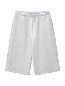 Shorts Bermuda Homme Gris 100% Coton avec Cordon de Serrage à l'Avant, Taille Mi-Haute, Couleur Unie, Tricoté, Respirant, Séchage Rapide - Product Image 1