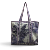 Bolso Tote Informal de Lona de Algodón Acolchado con Diseño de Puntos, Estilo Boho, para Playa o Viaje, Gran Capacidad, con Correa para el Hombro, Morado y Blanco, para Mujer