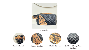 Fabricante personalizado mano Tooled acolchado cuero cosmético almacenamiento moda duradero cuero genuino viaje neceser bolsas de maquillaje - Product Image 4