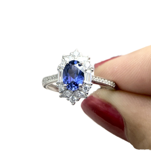 Anillo de Plata de Ley 925 Chapado en Oro Blanco de 18K con Zafiro Azul Cultivado en Laboratorio, Joyería para Mujer, Anillo de Compromiso, Aniversario, Boda - Product Image 6