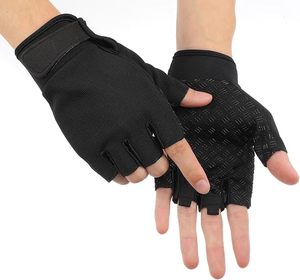 High Quality Breathable <b>Half</b> Finger Gym Gloves with Anti <b>Slip</b> Silicone Grip Adjustable Wrist Strap for Weightlifting Fitness - Product Image 1