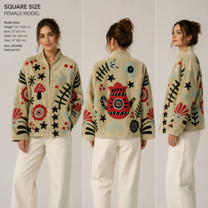 Blouson bomber réversible en velours tricoté à la main pour femme, avec logo floral brodé, en laine/nylon écologique matelassé, pour l'automne - Product Image 3