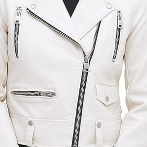 <b>White</b> Leather <b>Jacket</b> For <b>Women</b> Plain Cow Material Classic Pattern Wholesale Cheap Prices Autumn Wear - Product Image 4