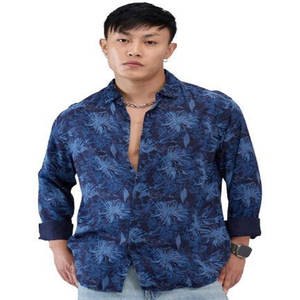 Venta al por mayor de fábrica 100% algodón tamaño indio Multi-Bolsillo suelto de gran tamaño de manga larga botón Polo cuello estampado patrón camisetas - Product Image 5