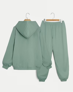 Women's Solid Color Hoodie Jogger Set Full Sleeve Regular Fit Casual Two Piece Tracksuit Breathable Eco-Friendly Fleece - Product Image 2