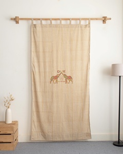 Nueva colección de cortinas translúcidas de algodón estampadas a mano con rayas para el hogar, tela transpirable y ecológica. - Product Image 4