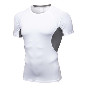 T-shirt de sport pour homme, coupe slim, à manches raglan plissées sur le devant, col rond, séchage rapide, tricoté, pour musculation et gym - Product Image 6