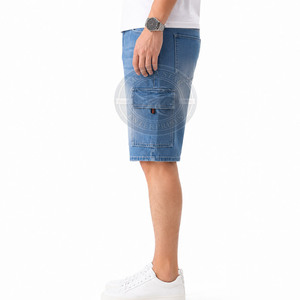 Shorts en jean décontractés pour hommes 100 % coton, tissu uni doux et respirant, conçus pour un confort tout au long de la journée, parfaits pour l'été, offrant une coupe décontractée - Product Image 3