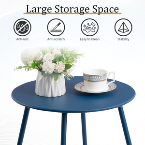 Modern Steel Round Coffee <b>Table</b> for Outdoor Patio, Balcony and Garden, Weather Resistant Side <b>Table</b> for Hotel and Resort - Product Image 3