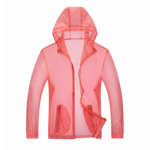 Veste à capuche unisexe blanche UPF50+ anti-UV respirante à séchage rapide, simple, avec fermeture éclair, manches longues, couleur unie, nylon 400g, pour l'extérieur - Product Image 4
