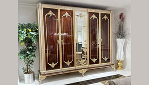 Juego de Dormitorio de Lujo Tradicional de Madera de Teca Sólida, Ideal para Apartamentos, Cama King Size, 2 Mesitas de Noche, Armario Grande - Product Image 4