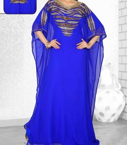Abaya rouge perlée en polyester grande taille pour femme, longueur cheville, manches longues, col montant, robe de soirée modeste, style Moyen-Orient, couleur unie - Product Image 2
